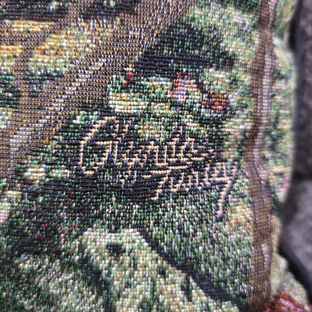 Glynda Turley Signed Tapestry Boat Couple Dragon Flys Flowers Frog Pillow 16x16 - Picture 2 of 4